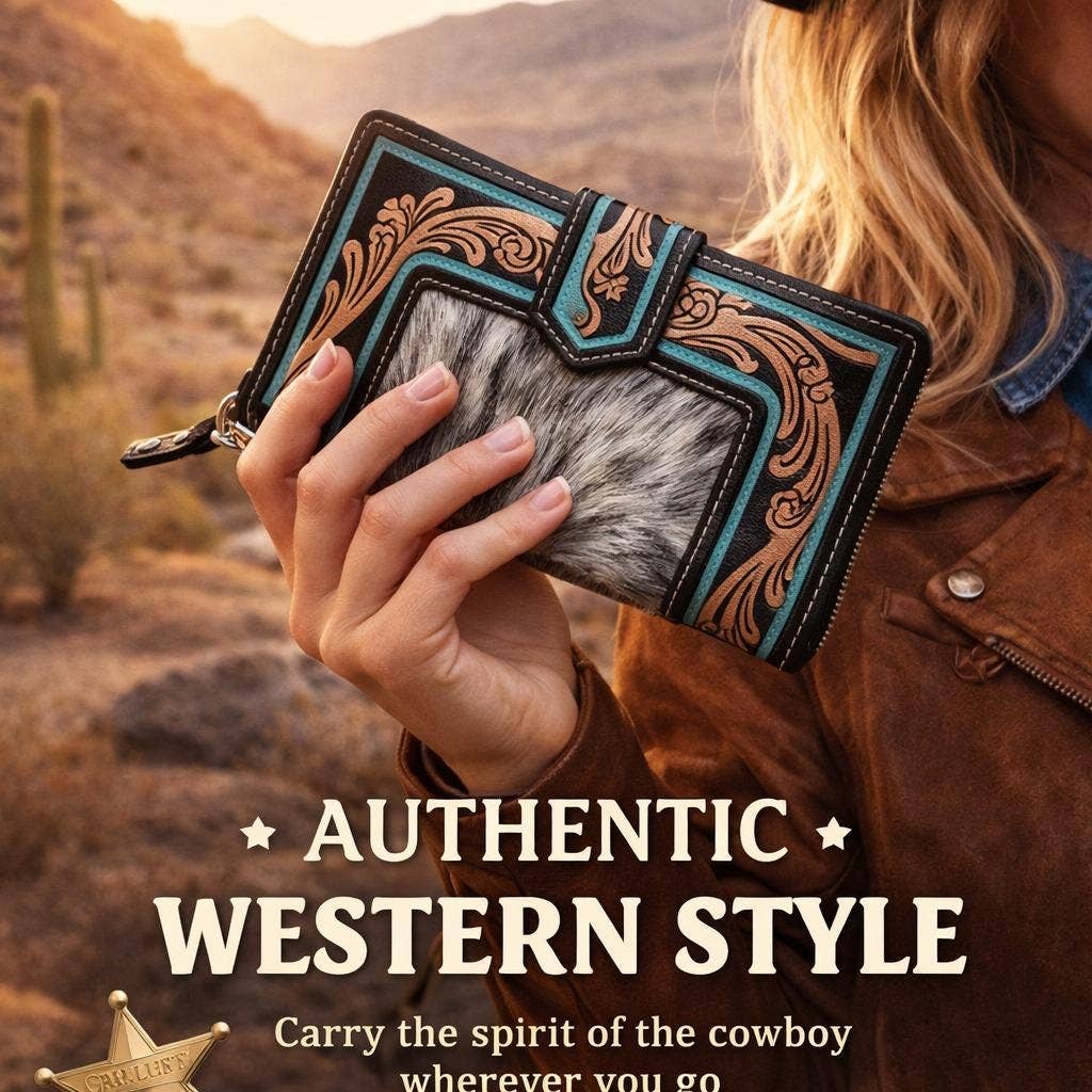 Leather Cowhide Wallet - Wallets For Women