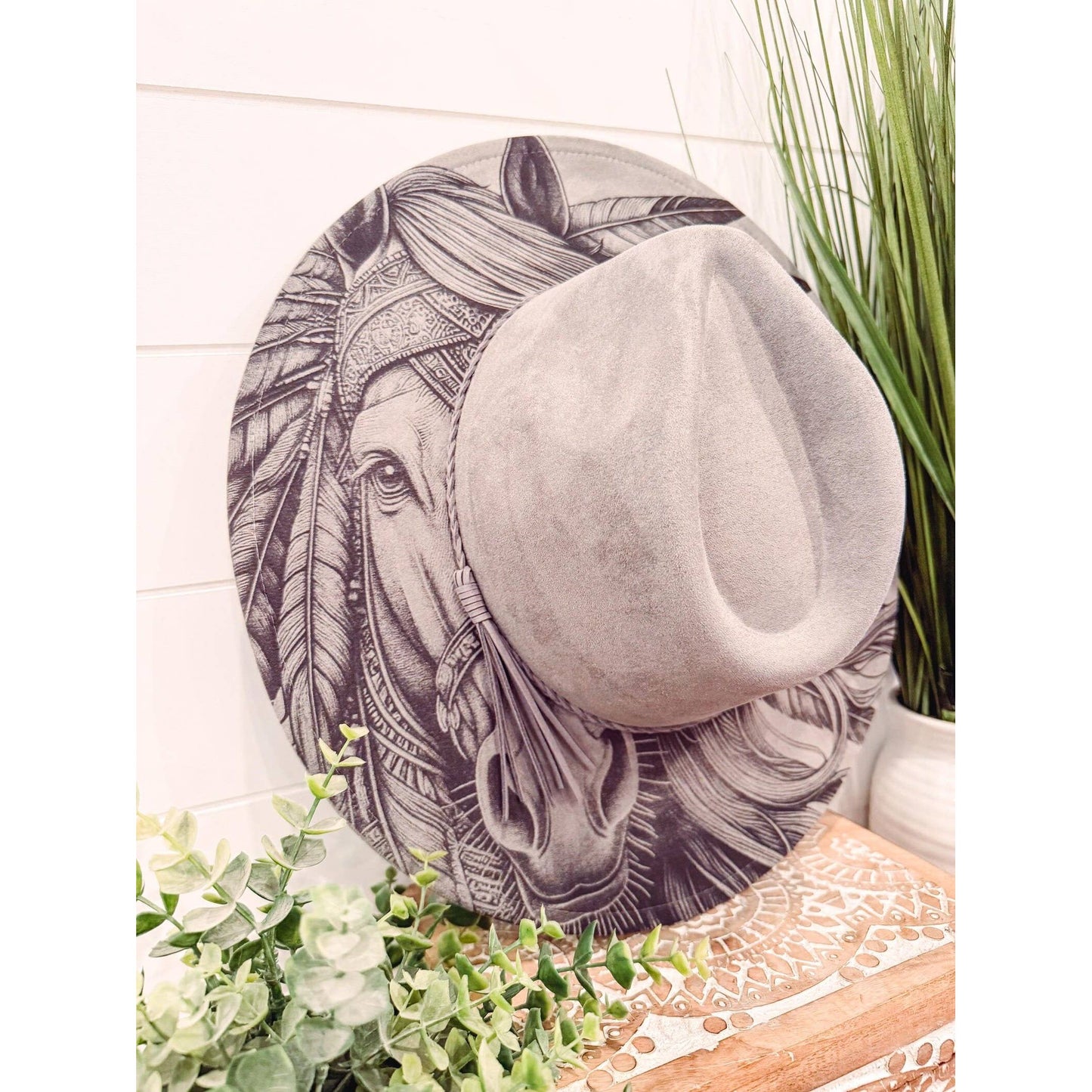 Engraved Feather Horse Hat
