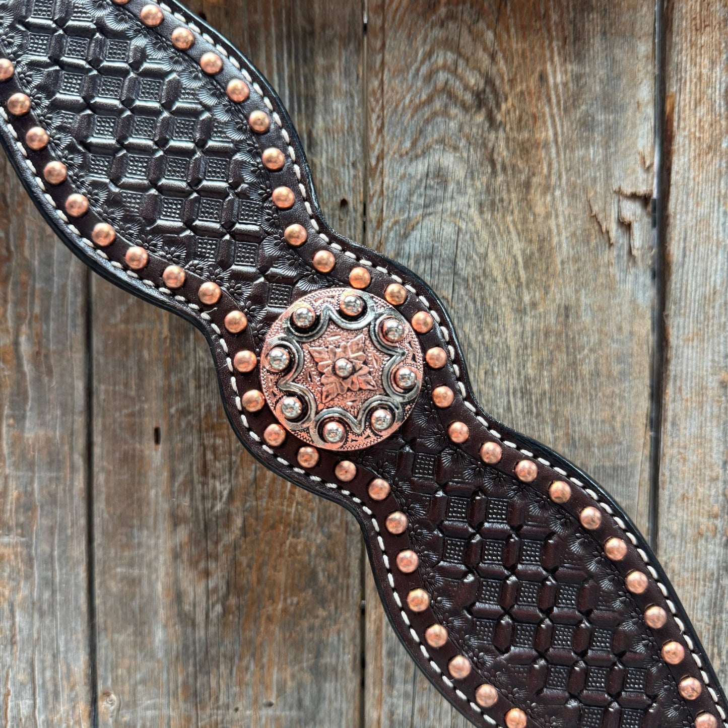 Rodeo Drive - Copper Dot Honeycomb Western Browband / One Ear Tack Set #BBBC418