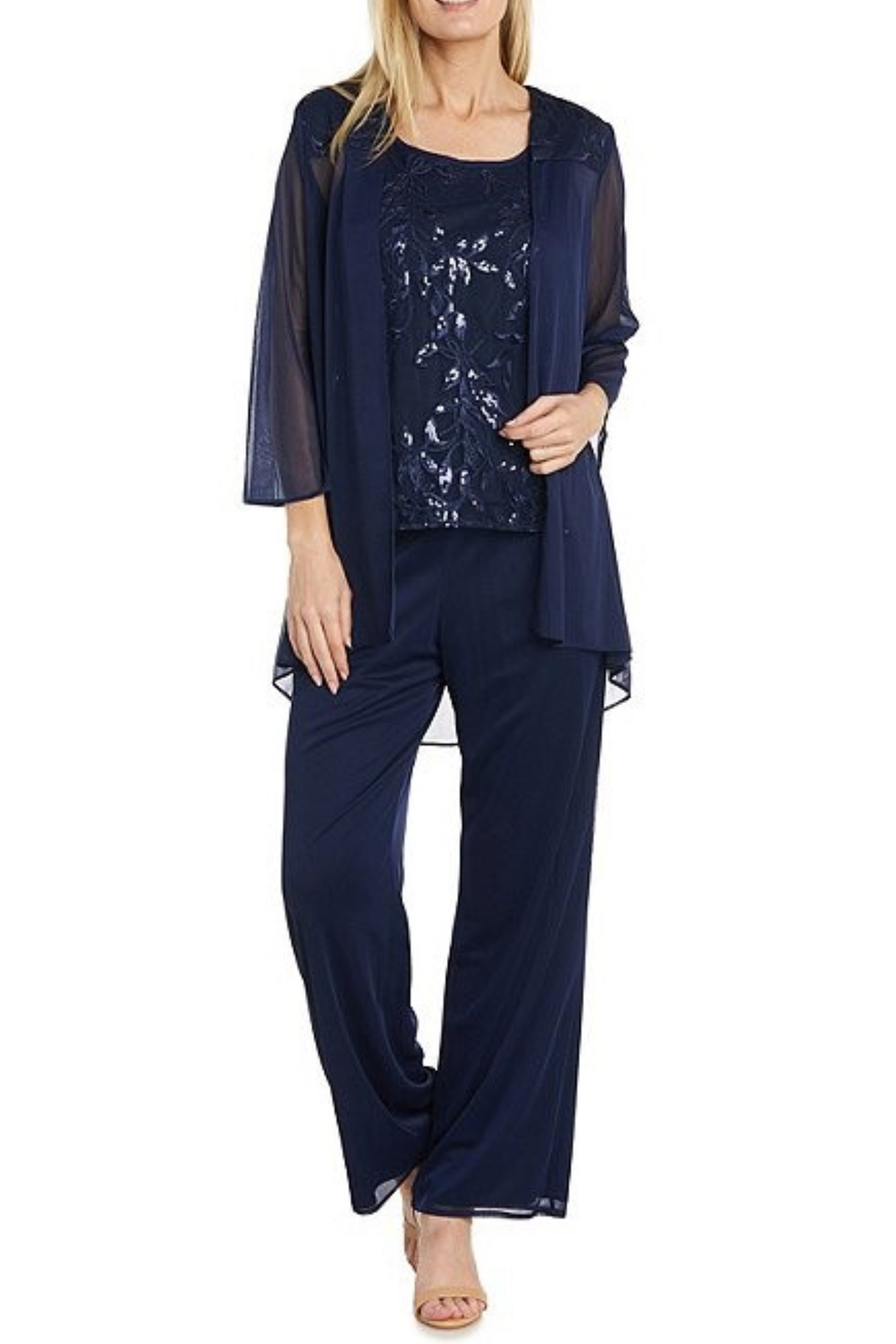 RM Richards 3-Piece Embroidered Sequin Pants Set 42734