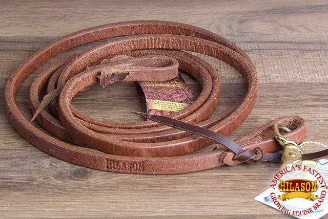 1/2 in X 8 Ft Hilason Leather Flat Horse Roping Reins W/ Snap