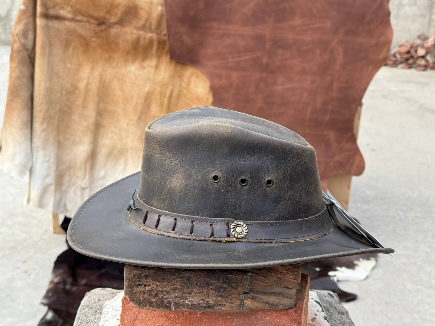 Durham Leather Cowboy Hat