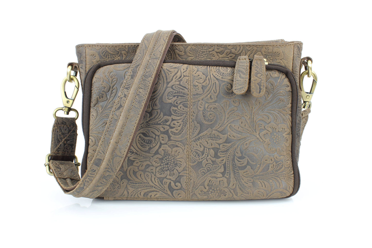 Flap Over Leather Shoulder Bag Hidden Storage 1833