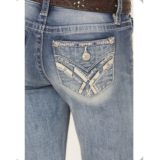 MISS ME GIRLS JEANS CRUSA CROSS LIGHT WASH K3444B128