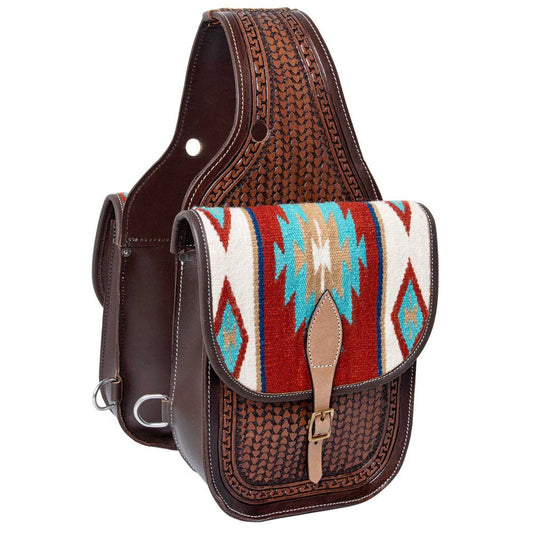 Hilason Floral  Western Horse Leather Saddle Bag Heavyduty Traditional Trail Ride