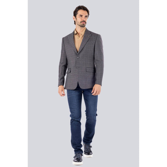 Men's Wool Fabric Matte Peak Lapel Blazer 4BL31