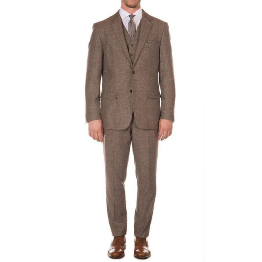 York Brown 3 Piece Herringbone Suit