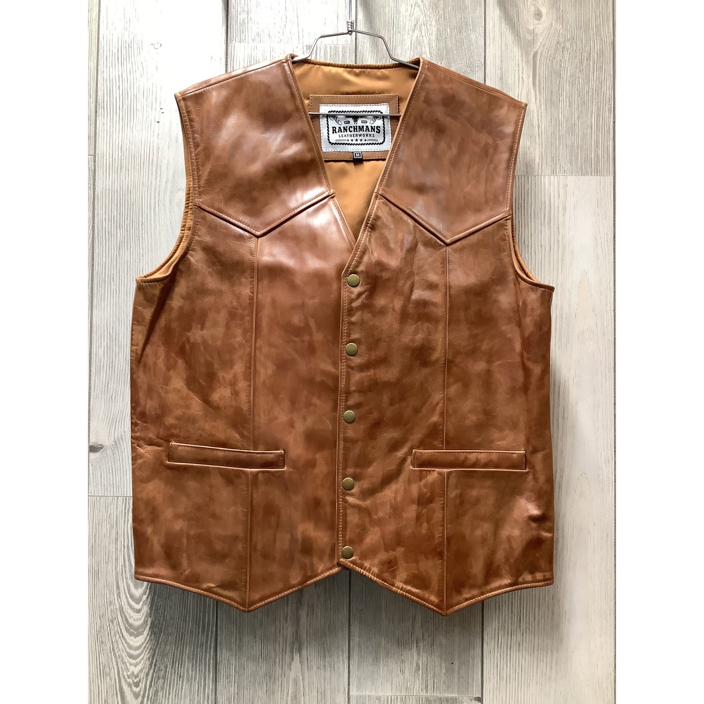 Ranchmans Leather Vest, Cammel