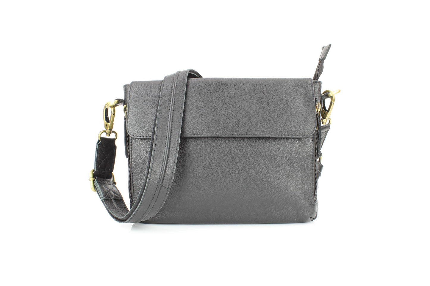 Flap Over Leather Shoulder Bag Hidden Storage 1833