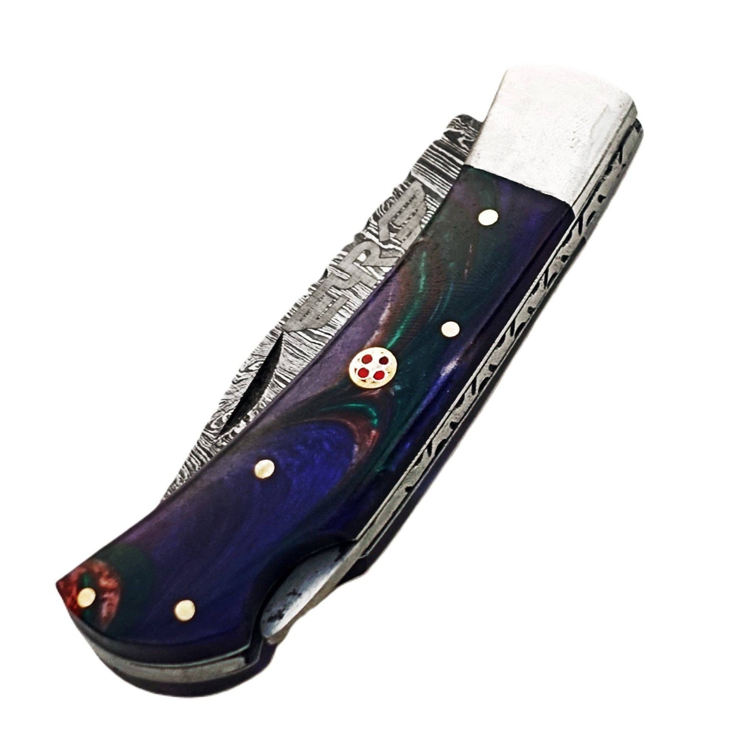 The Horned Frog Folding Knife - Damascus Steel