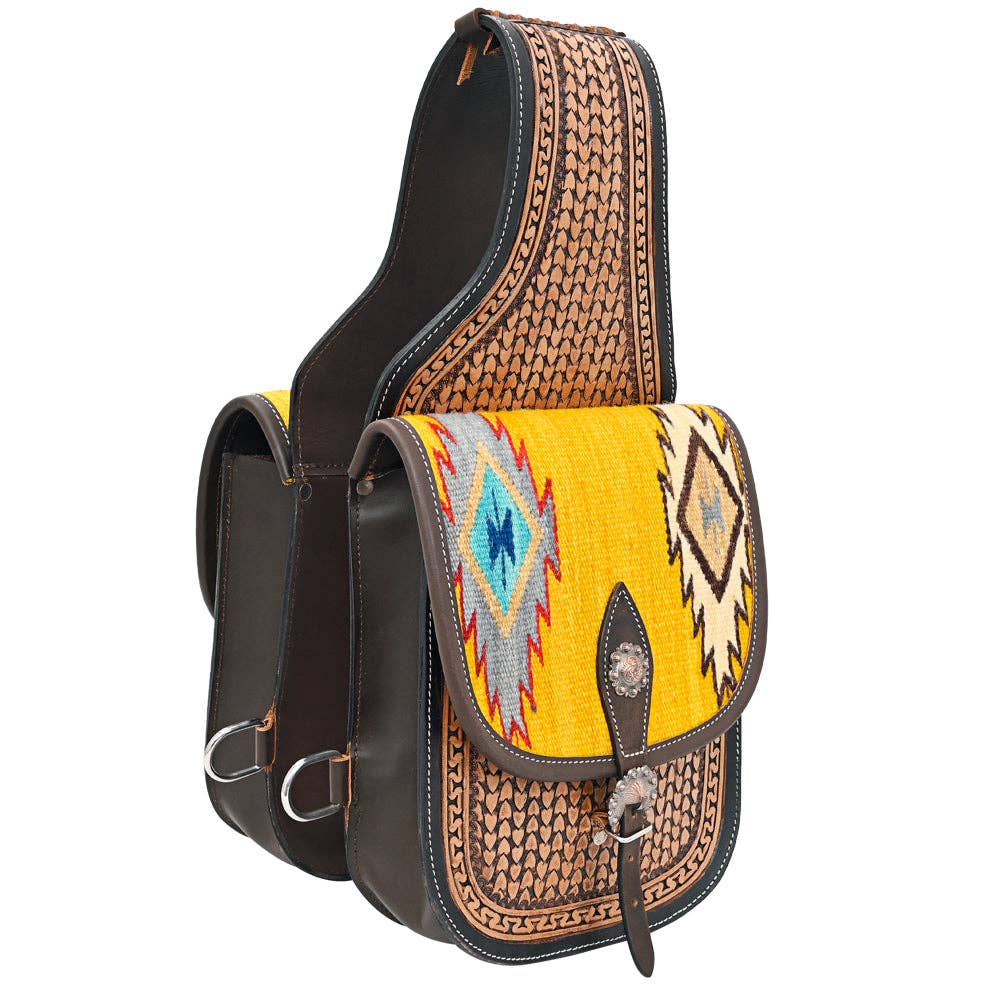 Hilason Floral  Western Horse Leather Saddle Bag Heavyduty Traditional Trail Ride