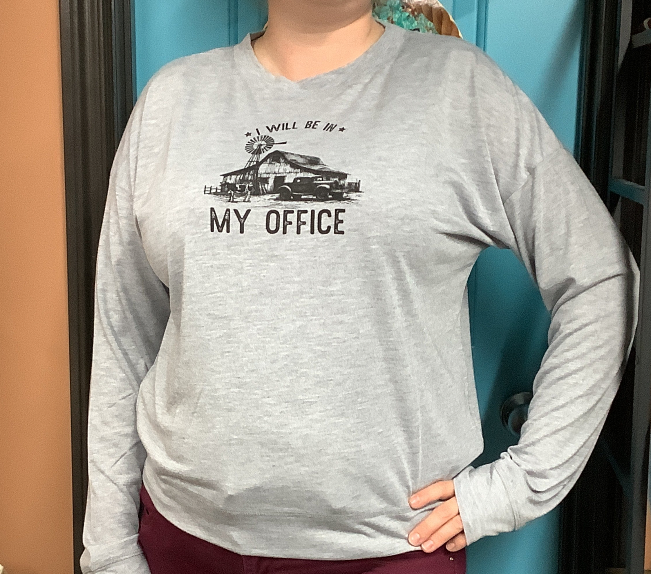 Roper Ladies Crew Neck, Long Sleeve Shirt, Grey 03-038-0513-6143