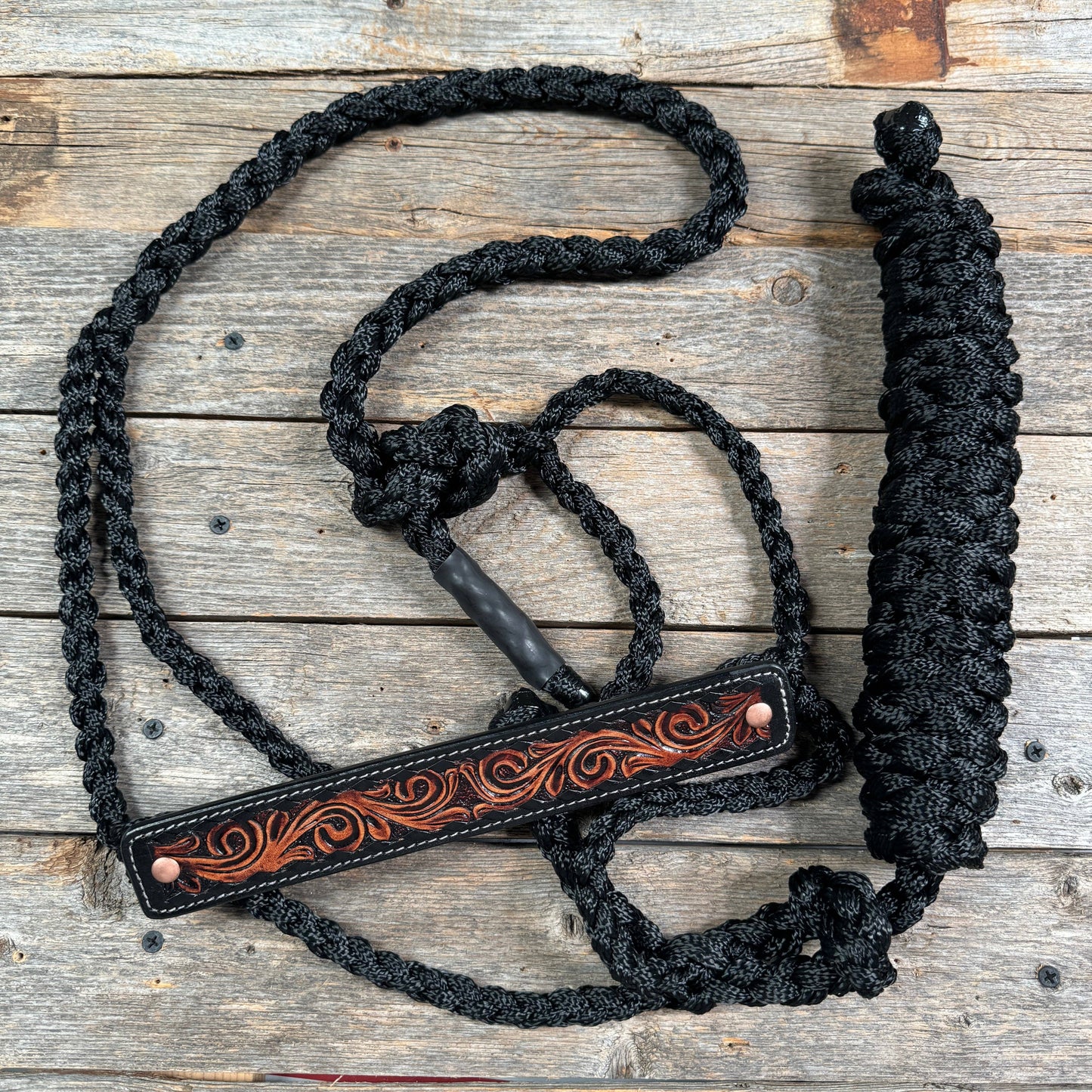 Mule Tape Halter - Leather Buckstitch Noseband - Copper Accents