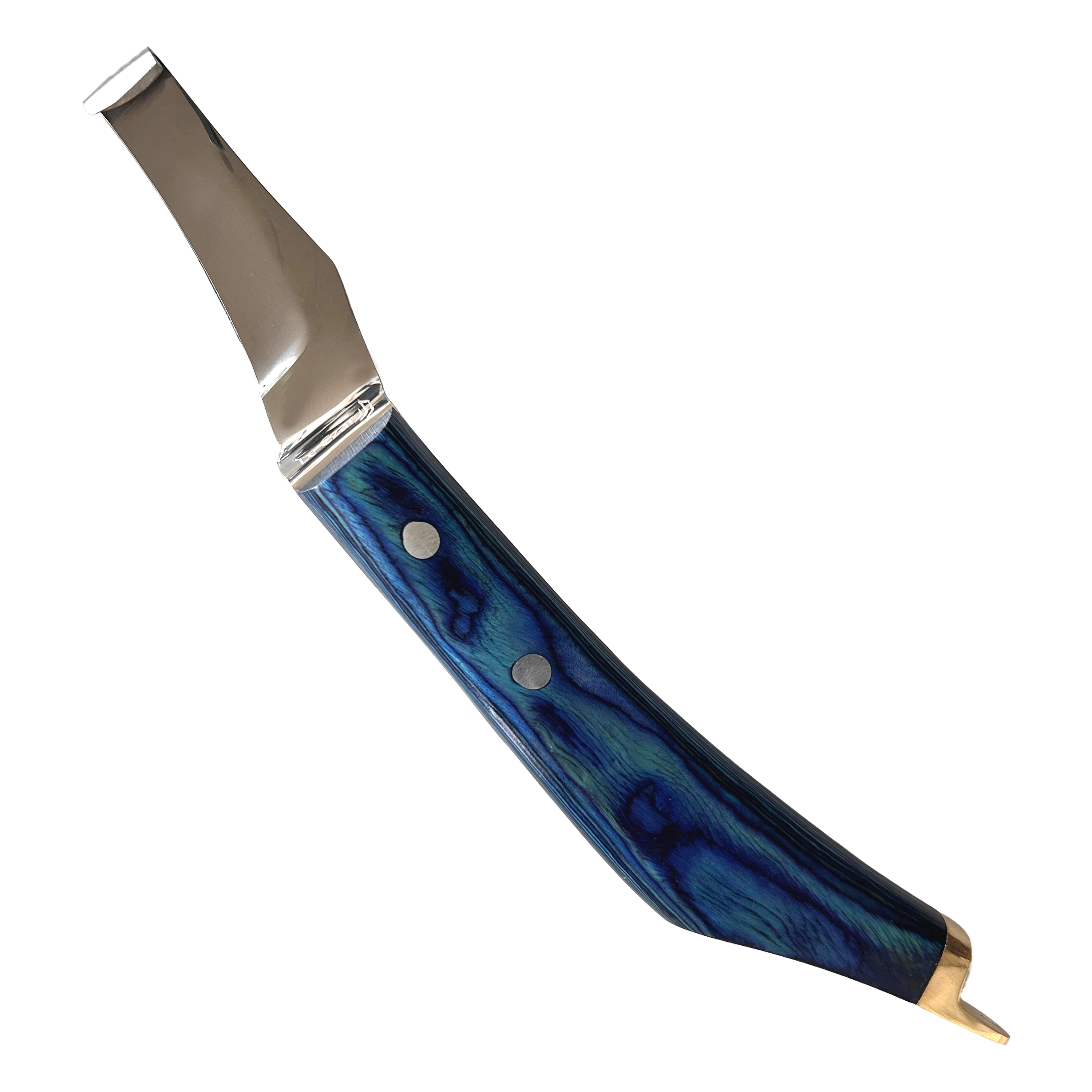 LeCzar Blue Handle Knife With Brass Edge