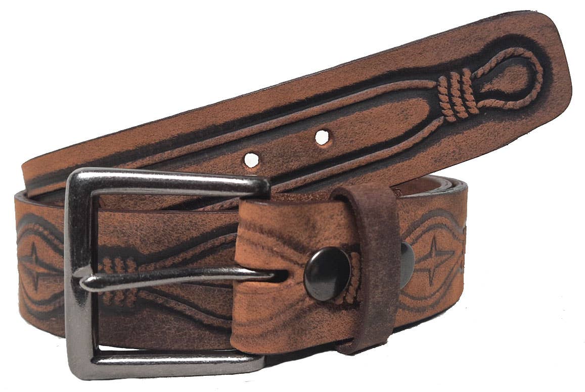 GENUINE LEATHER 40MM ROPE EMBOSSED BELT #1040