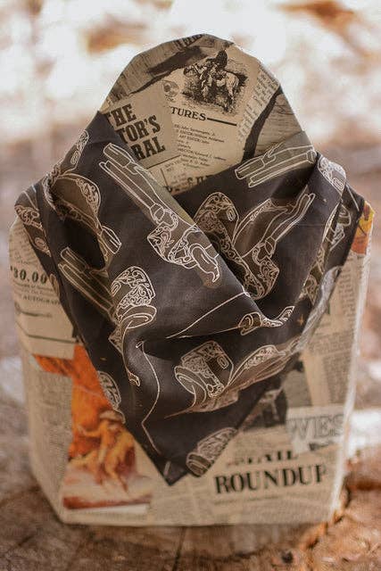 Western Saddle in Arena Brown Silk Scarf Wild Rag
