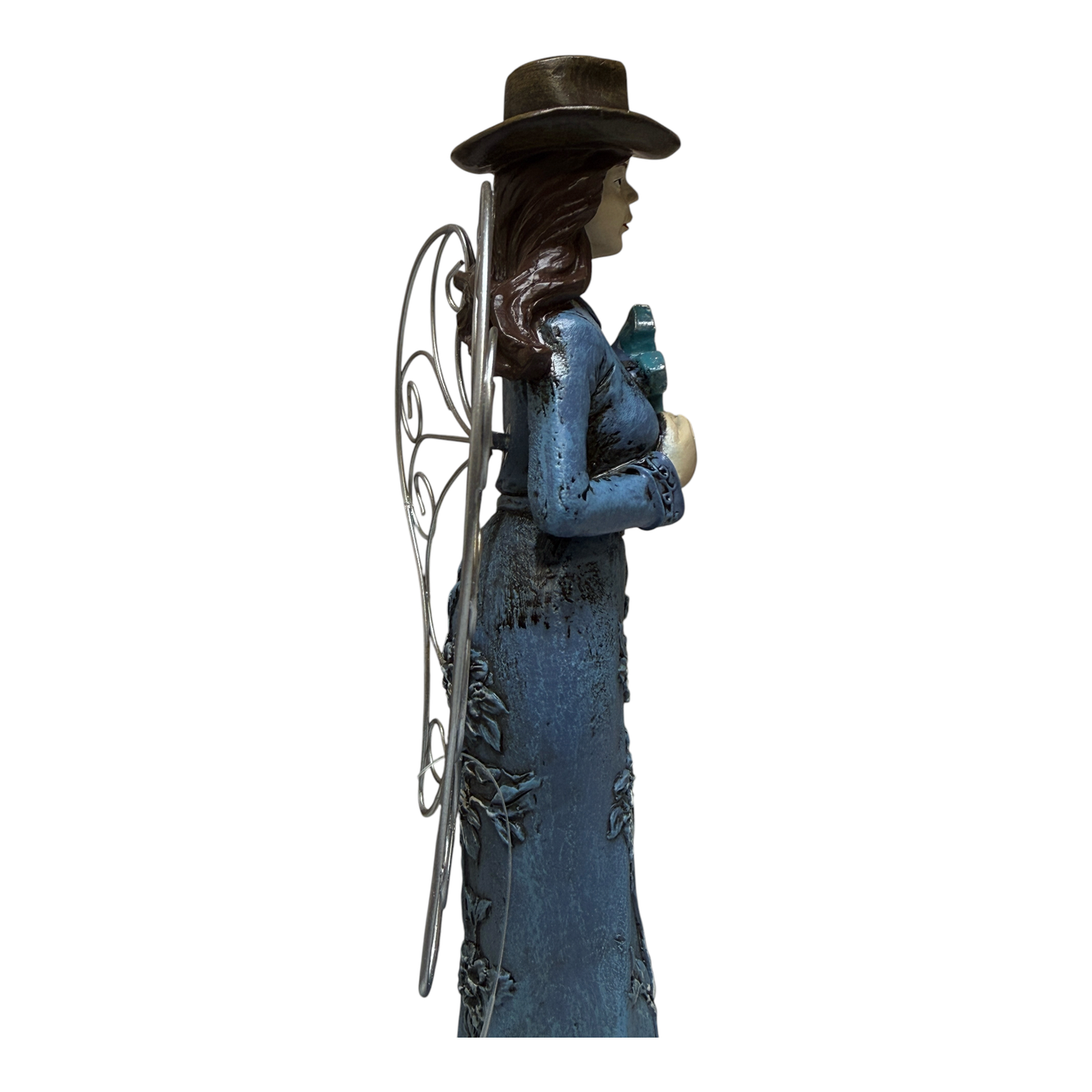 Western Cowgirl Angel Figurine with Turquoise Cross