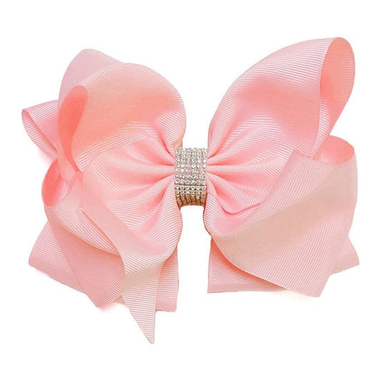 PEARL PINK  RHINESTONE HAIR BOW