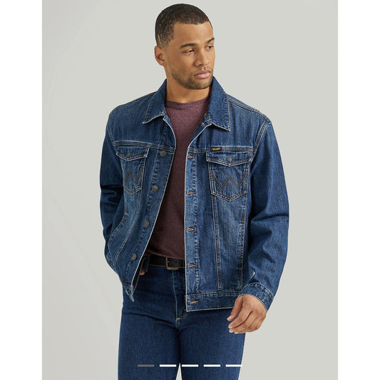 MEN'S WRANGLER FLANNEL LINED WESTERN DENIM JACKET IN WINTERBERRY