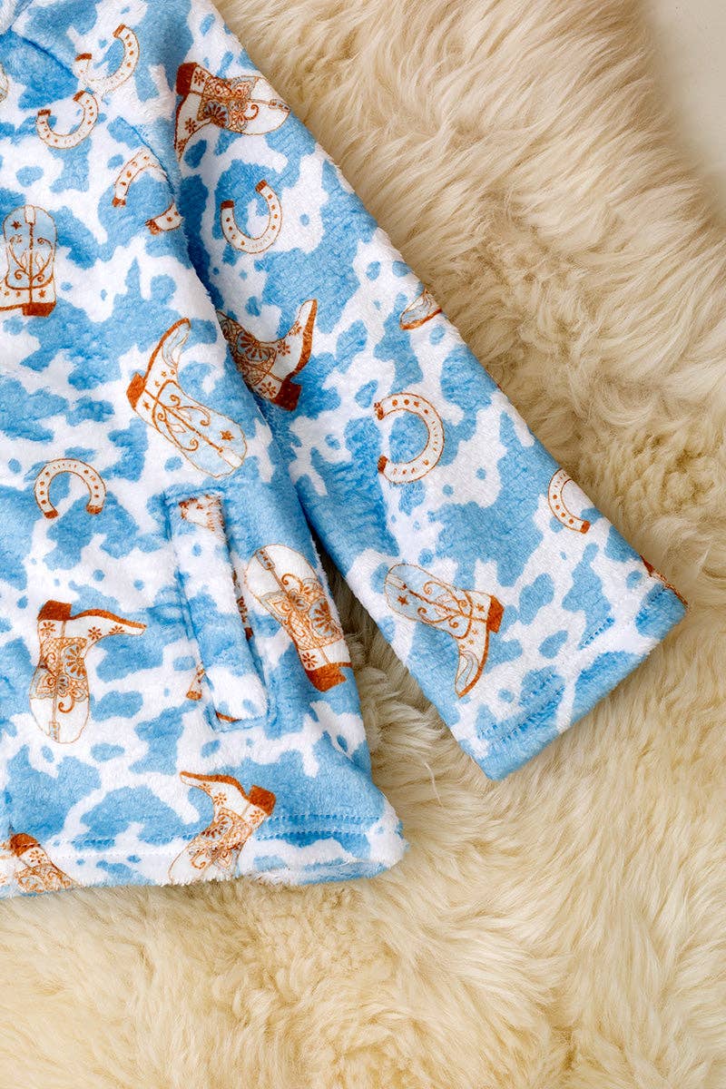 Soft Fleece Western Print Zipper Jacket TPG51036 SOL
