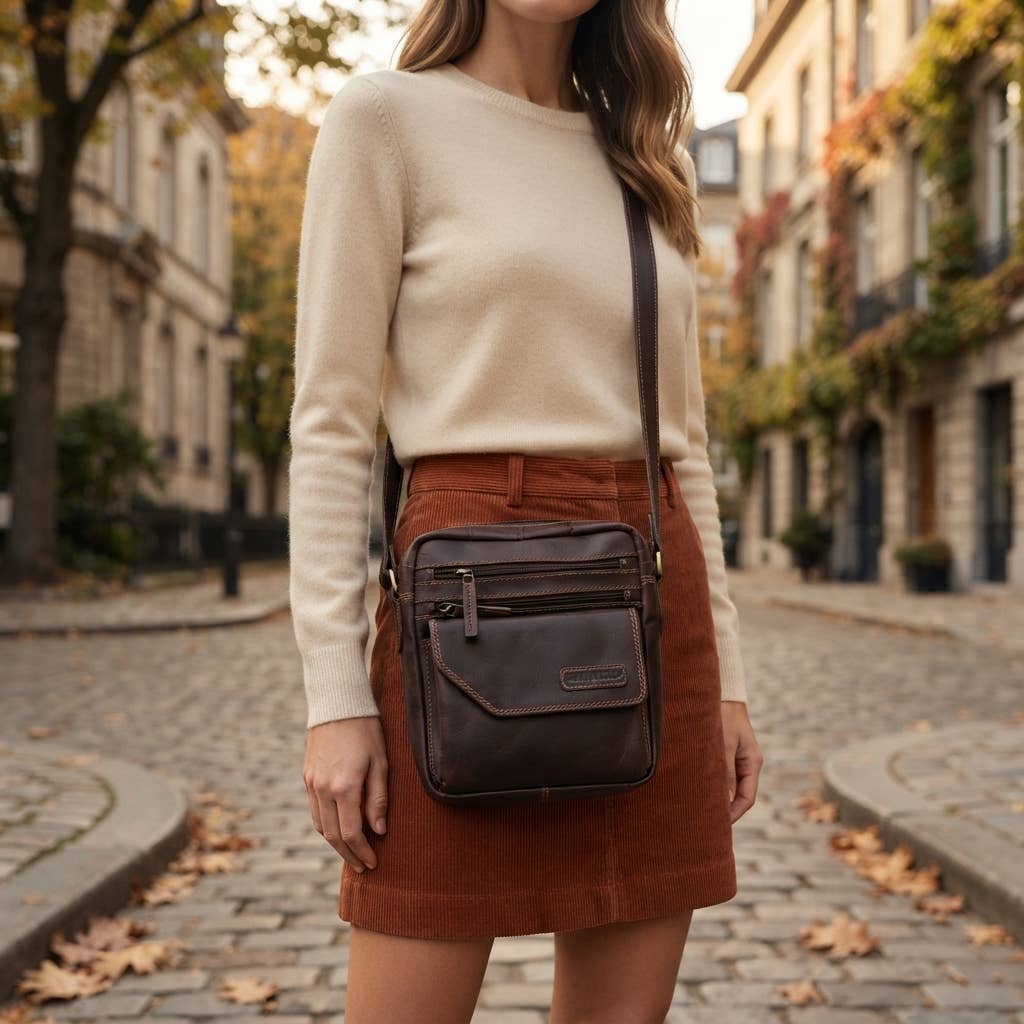 Genuine Leather Crossbody Purse Style – Brown 358