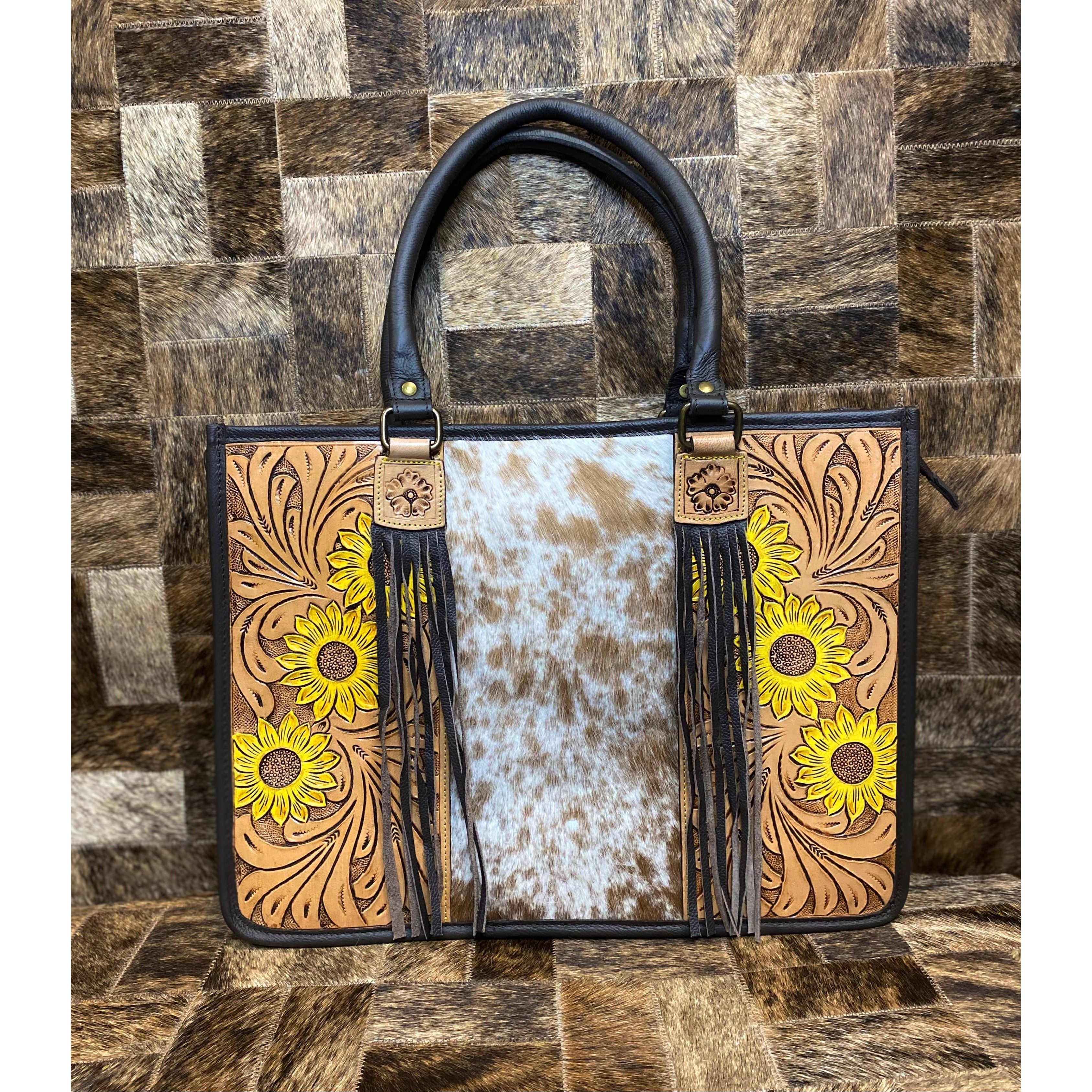 Sunflowers Cowhide Purse