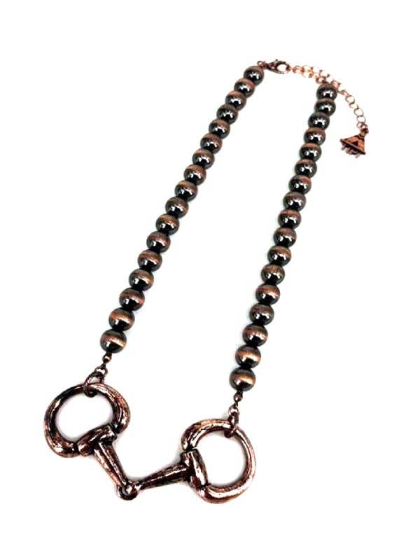 Western Snaffle Bit Pendant Navajo Pearl Necklace