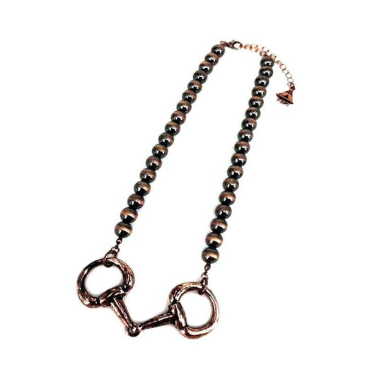 Western Snaffle Bit Pendant Navajo Pearl Necklace