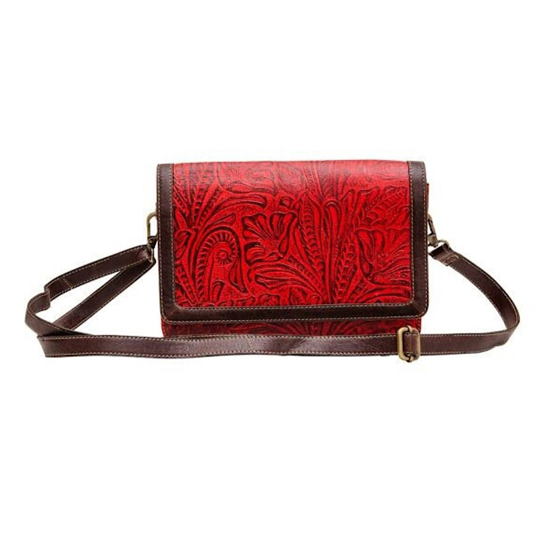 Myra Bag- Muon Leather & Hairon Tooled Handbag S-6560