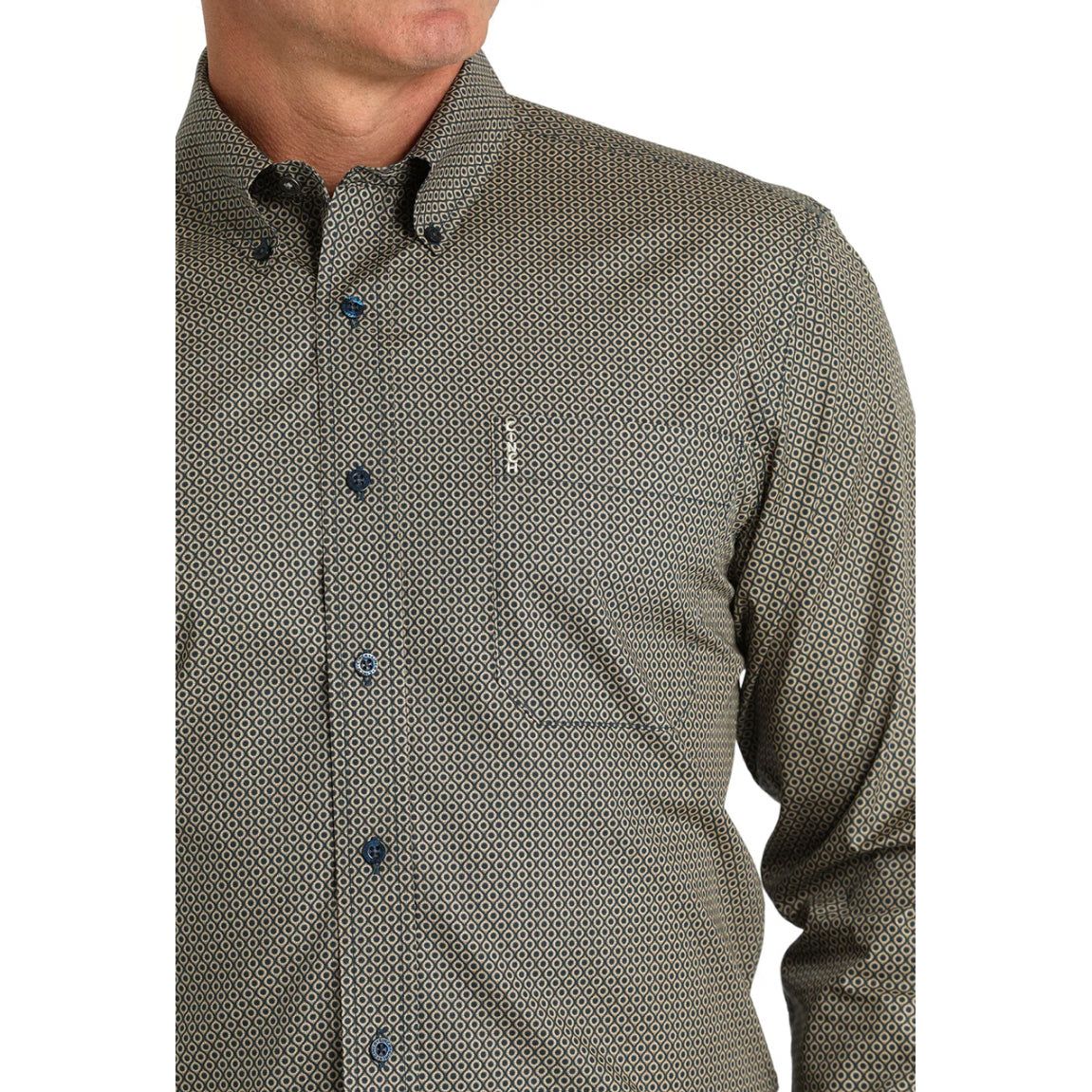 Cinch Men's Modern Fit Geometric Print Button Down Shirt