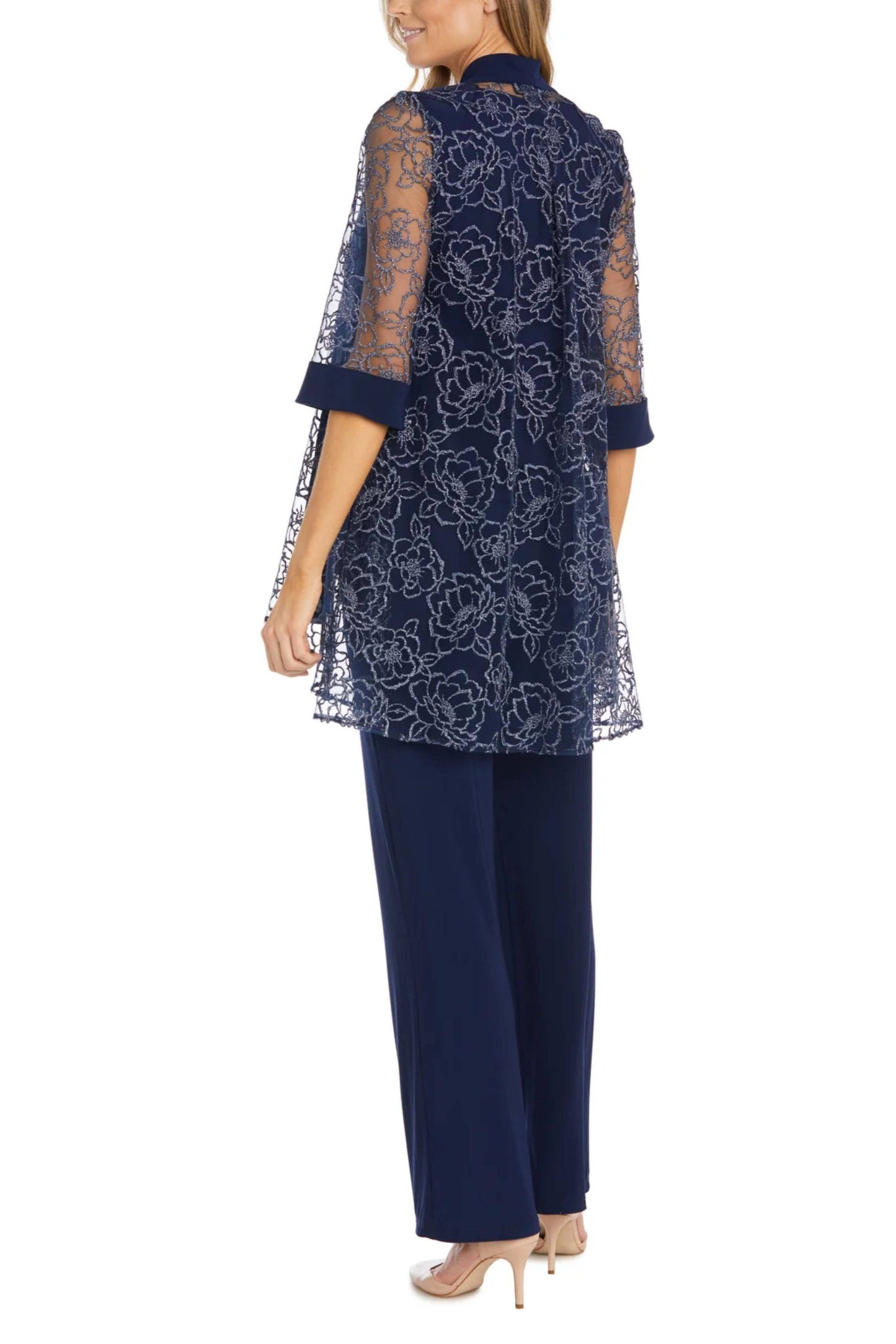 RM Richards 3-Piece Floral Embroidered Mesh Suit
