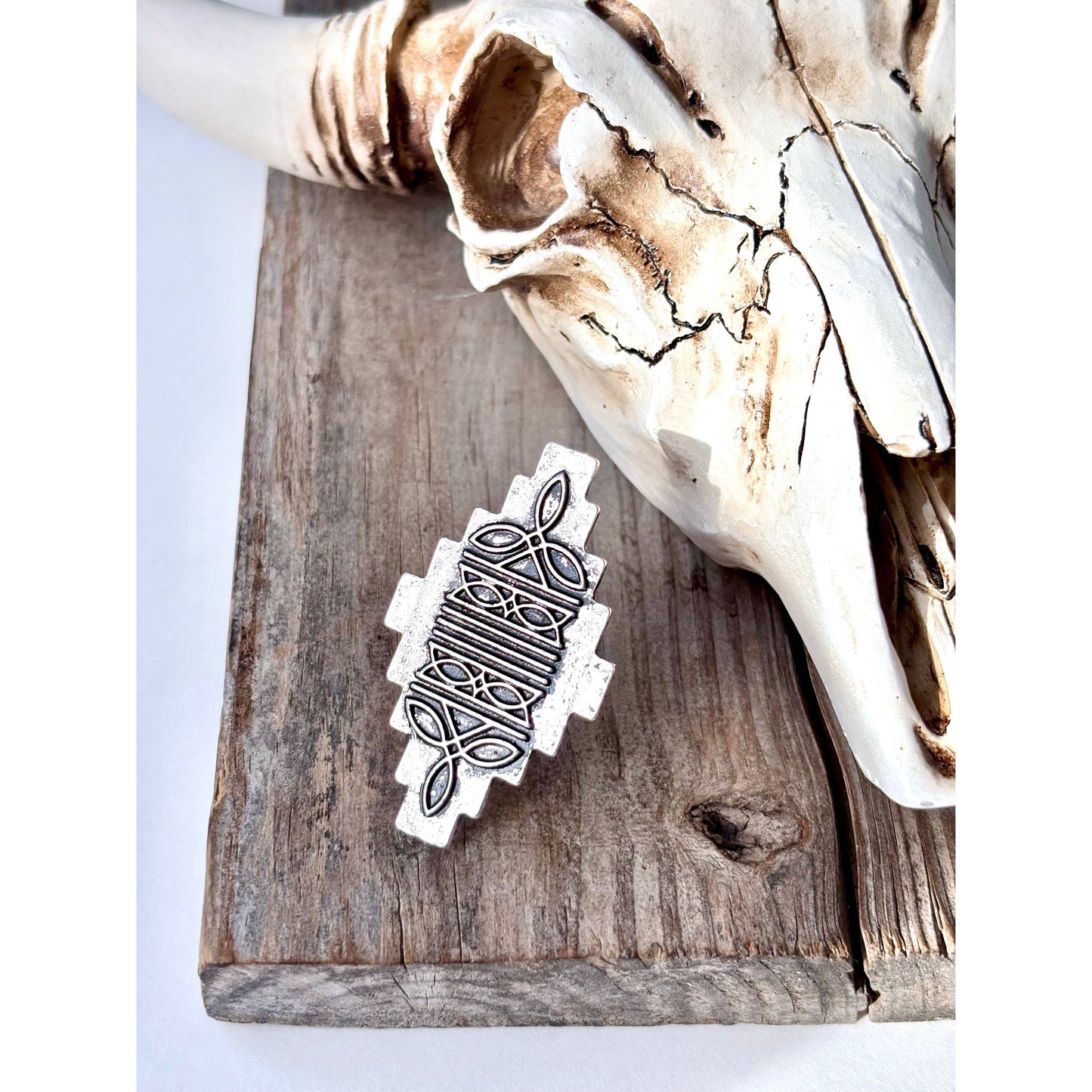 Western Style Aztec Pendant Statement Cuff Ring