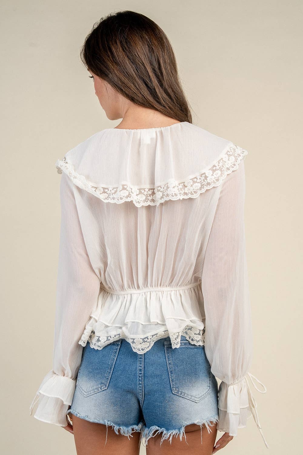 BIB COLLAR BOHO L/S BLOUSE BT3315K