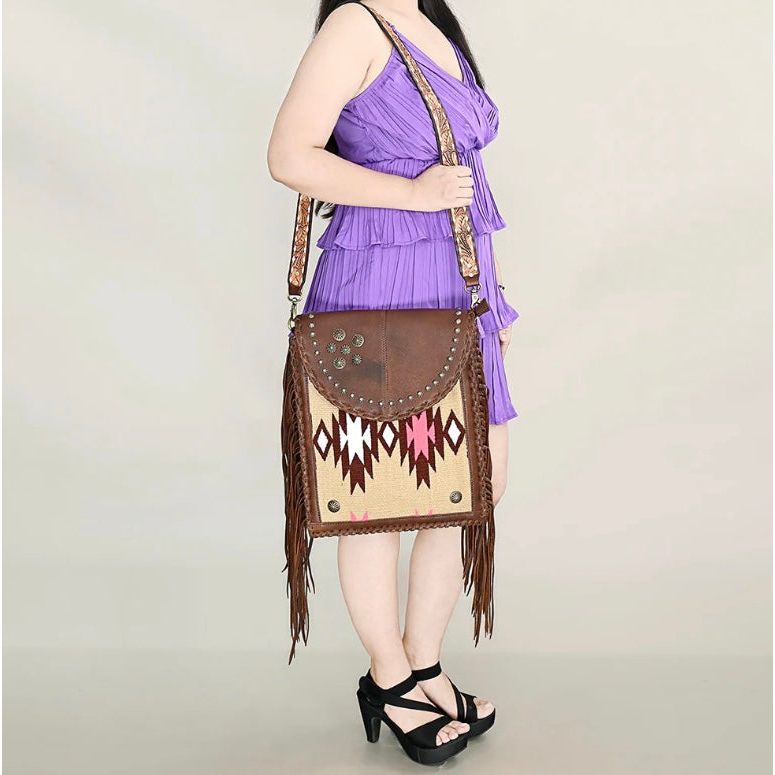 American Darling Aztec Fringe Tote Crossbody