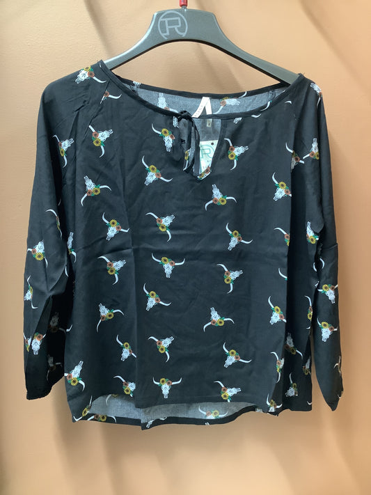 Roper Ladies Western Skull Print Blouse 03-050-0590-6130