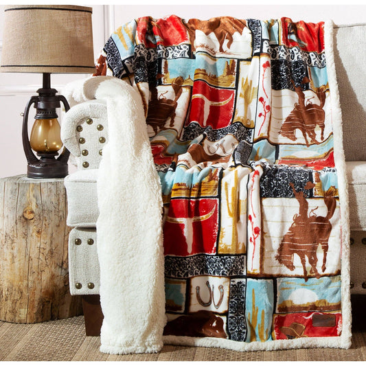 Wrangler® Vintage Western Plush Sherpa Throw