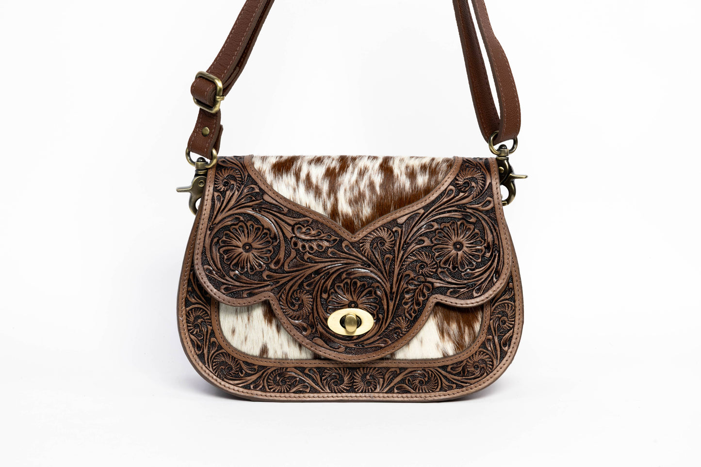 Brown Scalloped Flap Leather Purse ABHB 18-25205