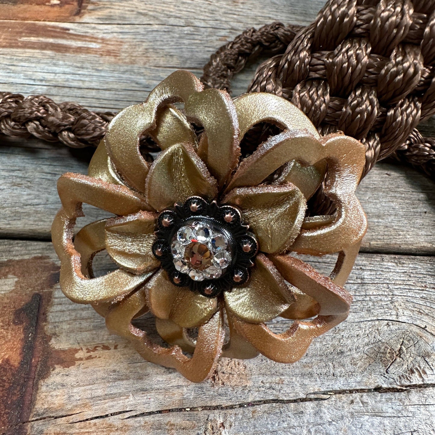 Brown and Gold Mule Tape Halter - #MT121