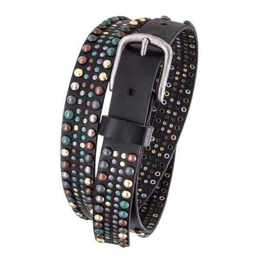 Ladies Leather Belt Mix Studs Vintage Distress by Rope & Spurs - 98-M022