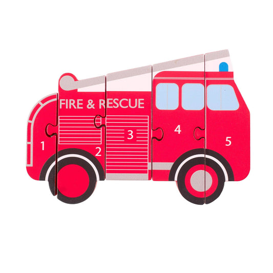 Vintage Fire Engine Wooden Number Puzzle
