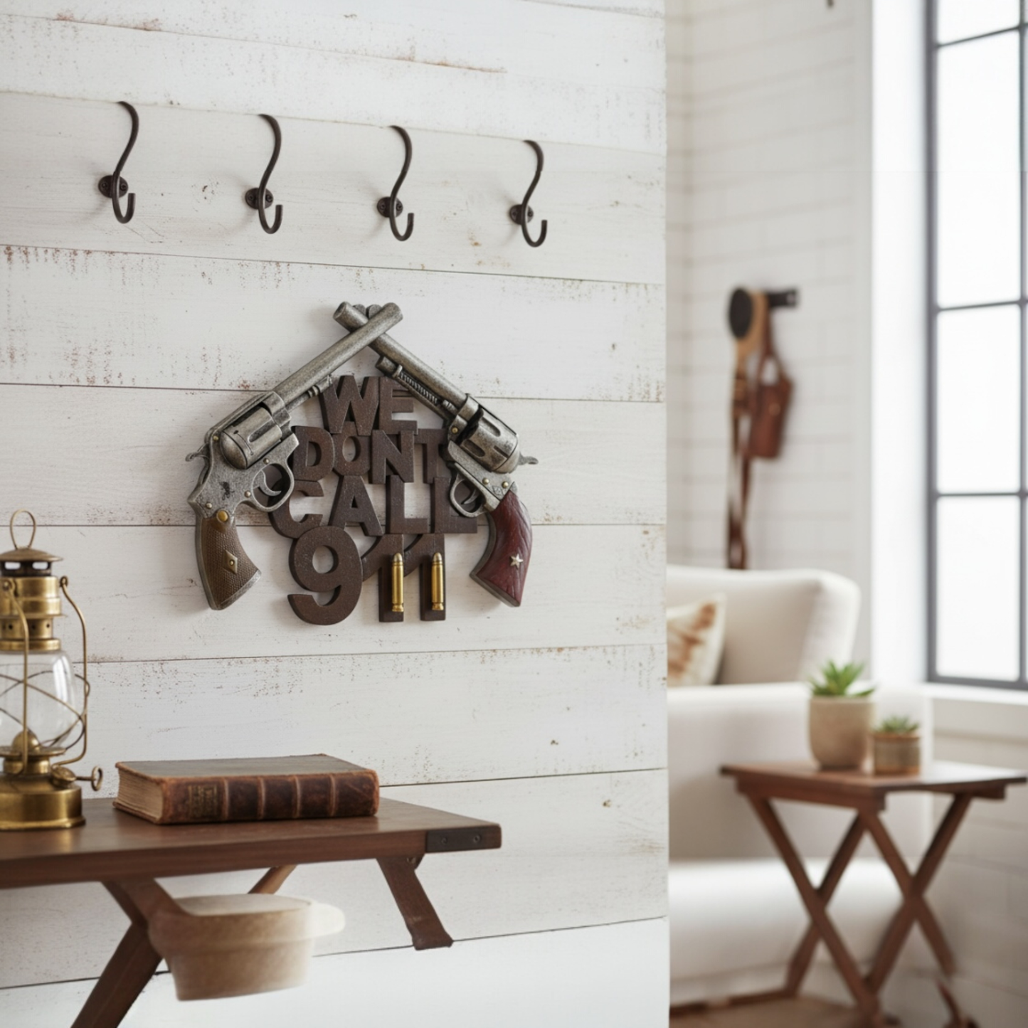 Rustic Western Wall Decor Sign – "We Don't Call 911"