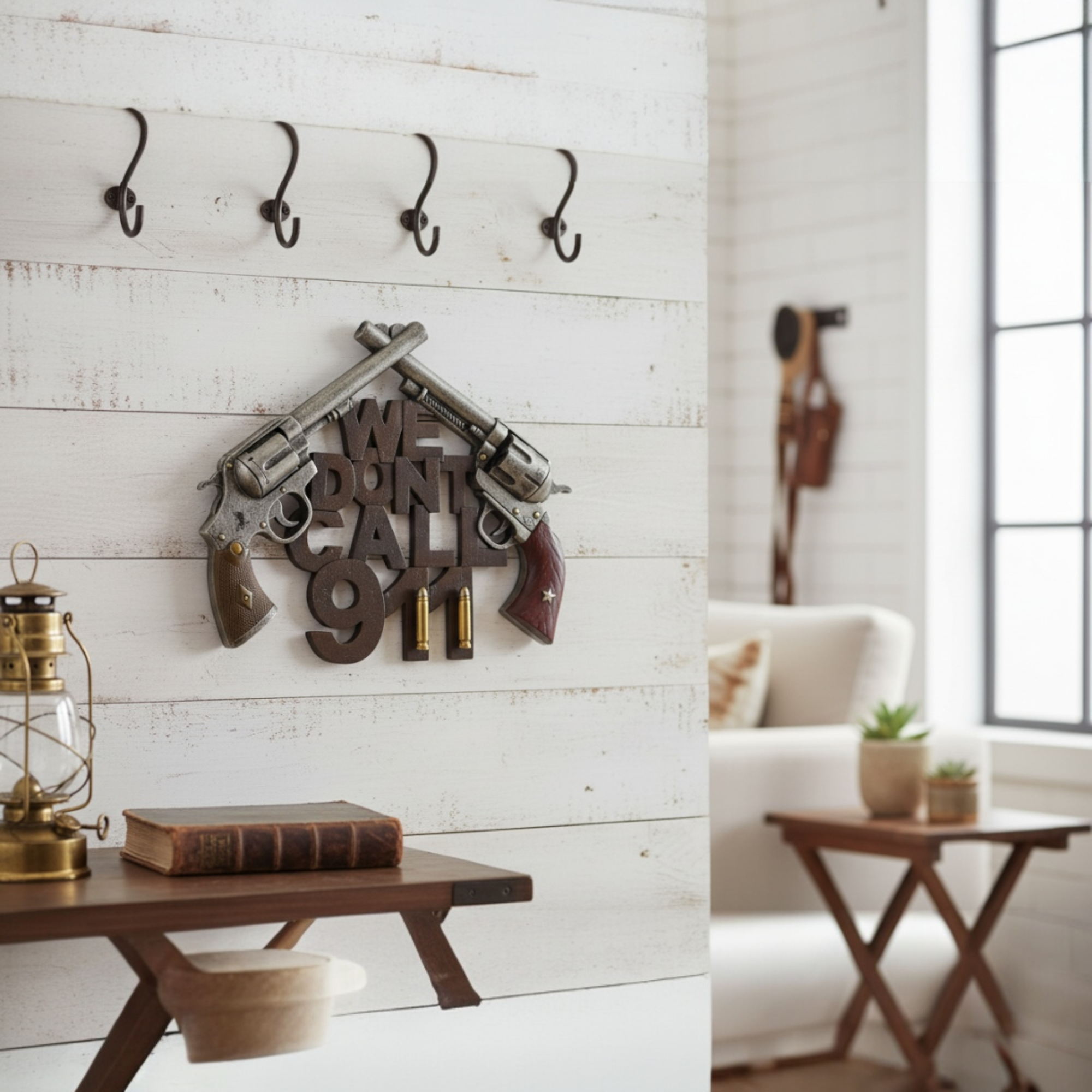 Rustic Western Wall Decor Sign – "We Don't Call 911"