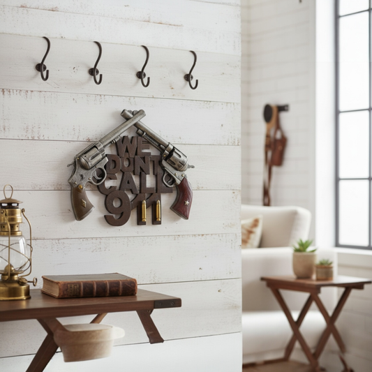 Rustic Western Wall Decor Sign – "We Don't Call 911"