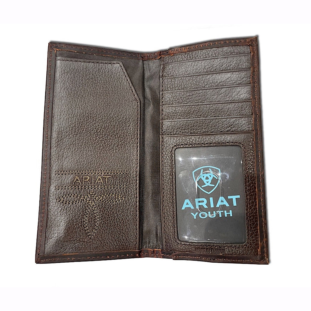 Ariat - Brown Cross Tooled Leather Youth Rodeo Wallet A3551402