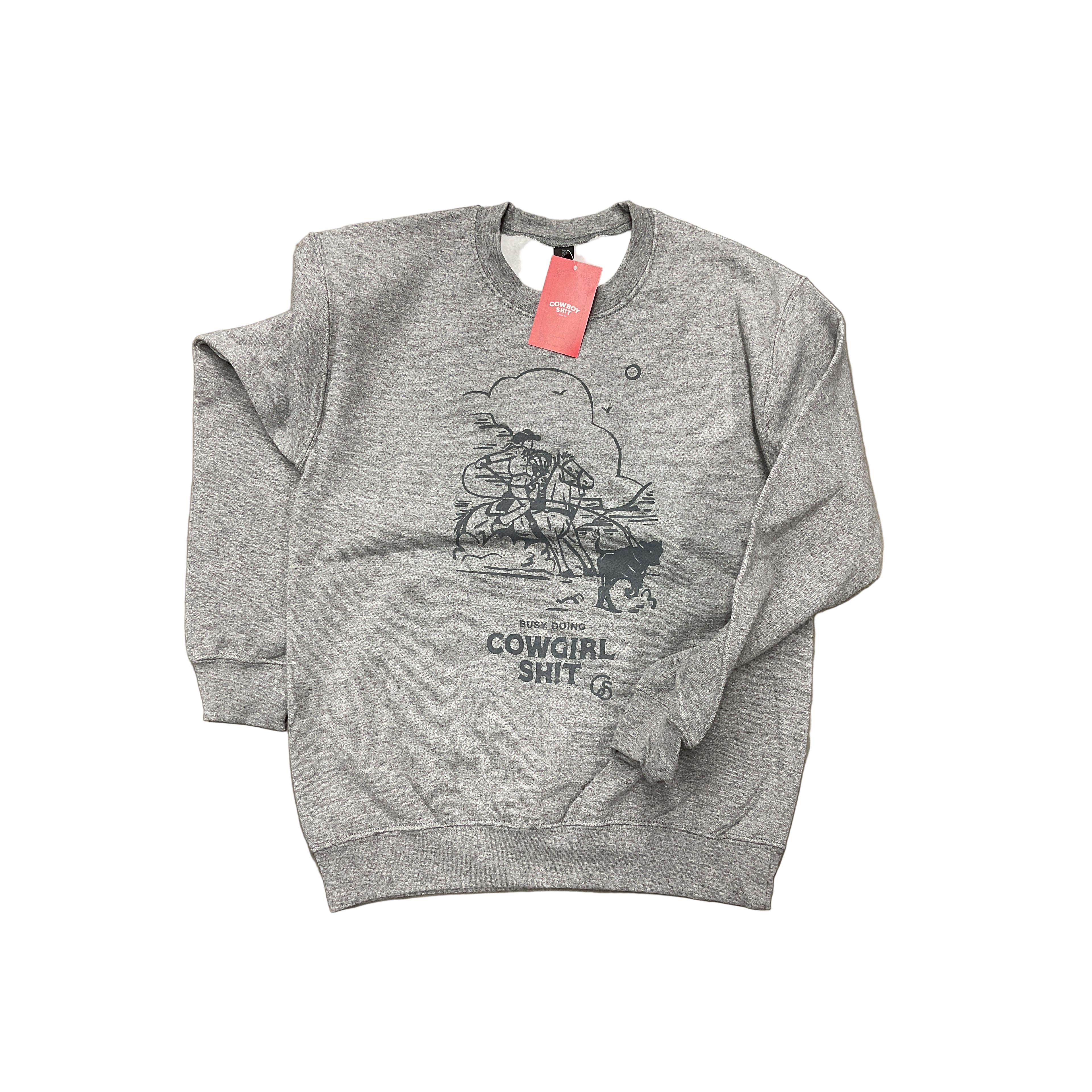 Cowgirl Sh*t Crewneck Sweatshirt, Heather Grey 266