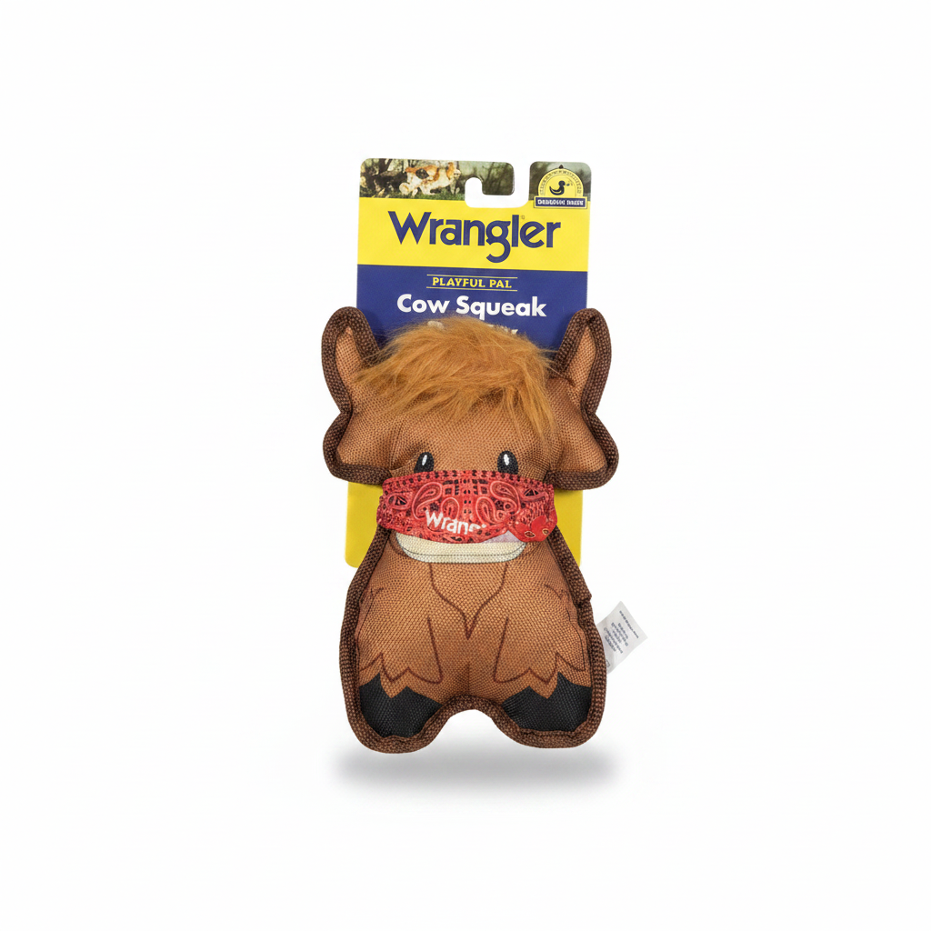 Wrangler Dog Toy Cow Squeek