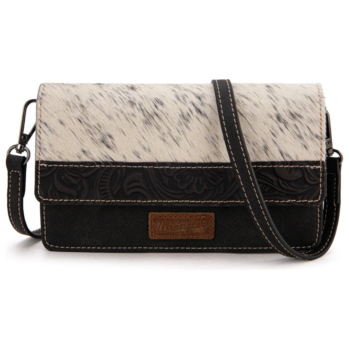 Wrangler Genuine Hair-On Cowhide Wallet/Crossbody WG169-W030BK