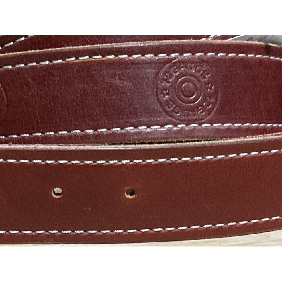 Men’s Belt, Mahogany brown Leather w/ Shotgun Shell Stamped