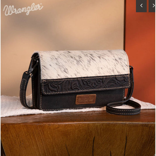 Wrangler Genuine Hair-On Cowhide Wallet/Crossbody WG169-W030BK