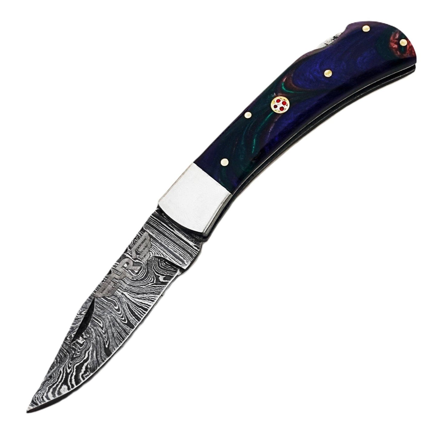The Horned Frog Folding Knife - Damascus Steel